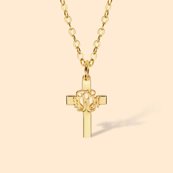 Personalised Monogram Cross Necklace Baptism Christians Religious Jewellery Gift for Women