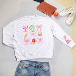 Personalised Coquette Bow Pencil Apple Globe T-shirt Sweatshirt with Name Multicolour Available Back to School Appreciation Gift for Teacher