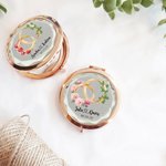 Personalized Birth Flower Birth Tree Compact Makeup Mirror with Name and Date Bridal Shower Bridesmaid Wedding Gift for Women