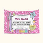Personalized Multicolour Composition Book Design Classroom Tapestry with Text Wall Hanging Decor Back to School Appreciation Week Gift for Teacher
