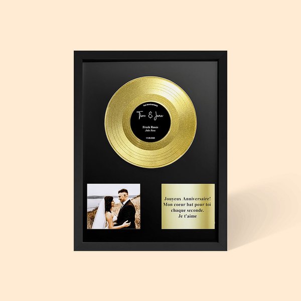 Cadre de Décoration Commémoratif Style Disque Vinyle Personnalisé Cadeau d'Anniversaire Mariage