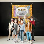 Personalized Multicolour Composition Book Design Classroom Tapestry with Text Wall Hanging Decor Back to School Appreciation Week Gift for Teacher