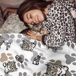 Personalised Cute Dog Cat Paw Photo Soft Cozy Blanket with Name Birthday Gift for Pet Lovers