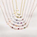 Personalizada Cruz Múltiple 1-10 Piedras de Nacimiento Collar de la Familia Cumpleaños Día de la Madre de regalo para las mujeres