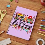 Cuaderno de espiral A5 con nombre Personalizado Flores de Lápiz Material de Oficina Regalo de agradecimiento de cumpleaños para el profesor