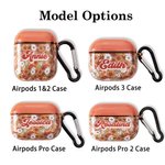 Personalized Boho Groovy Flowers Aesthetic Name AirPods Case with Keychain Birthday Gift for Girls