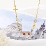 Personalizada Cruz Múltiple 1-10 Piedras de Nacimiento Collar de la Familia Cumpleaños Día de la Madre de regalo para las mujeres