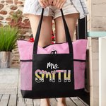 Personalizzato con lettere ispirate alla matita, borsa con cerniera di grande capacità con nome Regalo di apprezzamento per l'insegnante per il ritorno a scuola