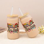 Personalised School Supplies Elements Name Frosted Glass Tumbler with Bamboo Lid and Straw Appreciation Teacher's Day Gift for Teacher