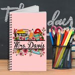 Cuaderno de espiral A5 con nombre Personalizado Flores de Lápiz Material de Oficina Regalo de agradecimiento de cumpleaños para el profesor