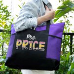 Personalizzato con lettere ispirate alla matita, borsa con cerniera di grande capacità con nome Regalo di apprezzamento per l'insegnante per il ritorno a scuola