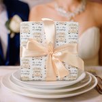 Personalized Floral Wedding Car Design Matte Gift Wrapping Paper with Text Wedding Shower Engagement Anniversary Gift for Couple