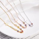 Personalizada Cruz Múltiple 1-10 Piedras de Nacimiento Collar de la Familia Cumpleaños Día de la Madre de regalo para las mujeres