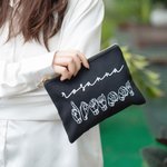 Personalized American Sign Language Canvas Portable Makeup Bag with Name Travel Essentials Thank You Gift for Deaf ASL Interpreter