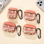Personalized Boho Groovy Flowers Aesthetic Name AirPods Case with Keychain Birthday Gift for Girls
