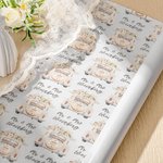 Personalized Floral Wedding Car Design Matte Gift Wrapping Paper with Text Wedding Shower Engagement Anniversary Gift for Couple