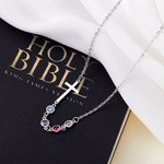 Personalizada Cruz Múltiple 1-10 Piedras de Nacimiento Collar de la Familia Cumpleaños Día de la Madre de regalo para las mujeres