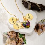 Collier Cœur Cristal Personnalisé avec Noms sur 1-3 Plaques à Pendentifs Aile et Patte Cadeau Souvenir pour Amoureux d'Animal de Compagnie