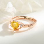 Bague de Promesse Personnalisée avec Pierre de Naissance en Zircon Forme de Cœur Cadeau d'Anniversaire St Valentin pour Femme
