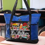Henkilökohtainen kirja Flower Stationery Suuri Kangaskassi nimi takaisin kouluun arvostus lahja opettajalle