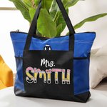 Personalizzato con lettere ispirate alla matita, borsa con cerniera di grande capacità con nome Regalo di apprezzamento per l'insegnante per il ritorno a scuola
