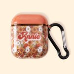 Personalized Boho Groovy Flowers Aesthetic Name AirPods Case with Keychain Birthday Gift for Girls