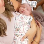 Spersonalizowany zestaw opasek na głowę dla niemowląt z imieniem i nazwiskiem Urodzinowy prezent na baby shower dla dziewczynki i chłopca