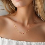 Personalizada Cruz Múltiple 1-10 Piedras de Nacimiento Collar de la Familia Cumpleaños Día de la Madre de regalo para las mujeres
