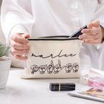 Personalized American Sign Language Canvas Portable Makeup Bag with Name Travel Essentials Thank You Gift for Deaf ASL Interpreter