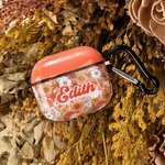 Personalized Boho Groovy Flowers Aesthetic Name AirPods Case with Keychain Birthday Gift for Girls