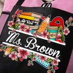 Henkilökohtainen kirja Flower Stationery Suuri Kangaskassi nimi takaisin kouluun arvostus lahja opettajalle