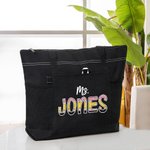 Personalizzato con lettere ispirate alla matita, borsa con cerniera di grande capacità con nome Regalo di apprezzamento per l'insegnante per il ritorno a scuola