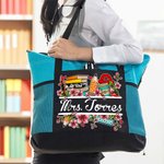 Henkilökohtainen kirja Flower Stationery Suuri Kangaskassi nimi takaisin kouluun arvostus lahja opettajalle
