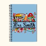 Cuaderno de espiral A5 con nombre Personalizado Flores de Lápiz Material de Oficina Regalo de agradecimiento de cumpleaños para el profesor