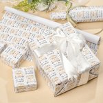 Personalized Floral Wedding Car Design Matte Gift Wrapping Paper with Text Wedding Shower Engagement Anniversary Gift for Couple