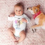 Personalized Cute 1-3 Pet Photos 100% Cotton Protect Baby Bodysuit with Name Birthday Baby Shower Gift for Baby Girl Boy