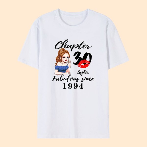 T-shirt et Sweat-shirt Personnalisés avec Date de Naissance et Nom Design Jolie Fille Lèvres Rouges Cadeau d'Anniversaire pour Femmes