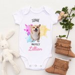 Personalized Cute 1-3 Pet Photos 100% Cotton Protect Baby Bodysuit with Name Birthday Baby Shower Gift for Baby Girl Boy