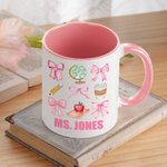 Gepersonaliseerde Coquette Strik Potlood Appelbol 11oz Keramische Mok met Naam Terug naar School Waardering Cadeau voor Leraar