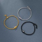 Bracelet Réglable Personnalisé avec Textes sur Breloque Rectangulaire Cadeau Anniversaire Fête pour Homme Papa