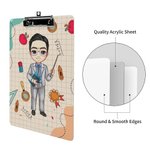 Personalised Cartoon Character Pencil Ruler Apple Design Portable Clipboard with Name Back to School Appreciation Gift for Teacher