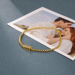 Bracelet Réglable Personnalisé avec Textes sur Breloque Rectangulaire Cadeau Anniversaire Fête pour Homme Papa