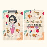 Personalised Cartoon Character Pencil Ruler Apple Design Portable Clipboard with Name Back to School Appreciation Gift for Teacher