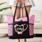 Sac en Toile avec Fermeture Éclair Personnalisé avec Nom et Titre Stéthoscope en Coeur Grande Capacité Cadeau Remerciement pour le Personnel Médical