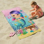 Personalized Quick Dry Pretty Mermaid Super Absorbent Soft Beach Towel with Name Travel Essentials Birthday Gift for Girl
