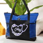 Sac en Toile avec Fermeture Éclair Personnalisé avec Nom et Titre Stéthoscope en Coeur Grande Capacité Cadeau Remerciement pour le Personnel Médical