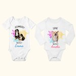 Personalized Cute 1-3 Pet Photos 100% Cotton Protect Baby Bodysuit with Name Birthday Baby Shower Gift for Baby Girl Boy