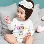 Personalized Cute 1-3 Pet Photos 100% Cotton Protect Baby Bodysuit with Name Birthday Baby Shower Gift for Baby Girl Boy