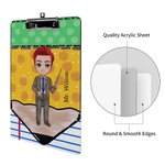 Personalized Pencil Cartoon Character Design Portable Clipboard with Name A4 Letter Size Teacher's Day Back to School Gift for Teacher