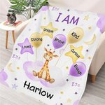 Gepersonaliseerde Schattige Leeuw Olifant Dier Zachte Deken met Naam en Positieve Affirmaties Verjaardag Baby Shower Gift voor Pasgeboren Kinderen